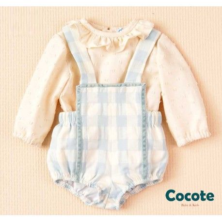 Cocote Invierno Conjunto bebé niño Beige y Cuadros Celestes