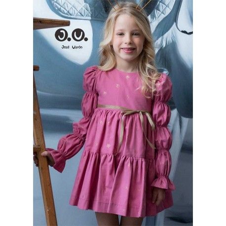 Jose Varon Winter Girl Pink Dress Glitter