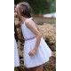 Nekenia Verano Vestido niña Blanco Bordado Rosa
