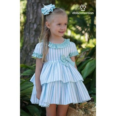 DBB Collection Verano Vestido niña Rayas Verdes y Blancas