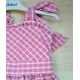 Babiné Verano Vestido niña Cuadros Rosas