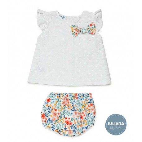 Juliana Verano Conjunto bebé niña Blanco y Flores