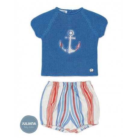 Juliana Summer Boy Baby Set Anchor and Stripes