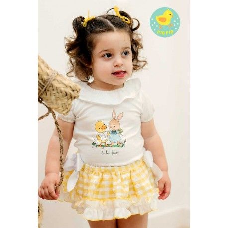 Pio Pio Summer Baby Girl Set Duck and Rabbit