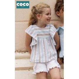 Coco Acqua Summer Girl Set Light Turquoise Stripes