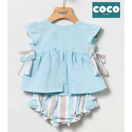 Coco Acqua Summer Baby Girl Blue Set Turquoise Stripes