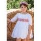 Coco Ceremonia Verano Vestido niña Blanco Plumeti Bordado Manga