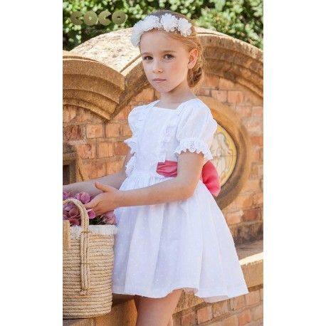 Coco Ceremony Summer Girl White Dress Plumetis