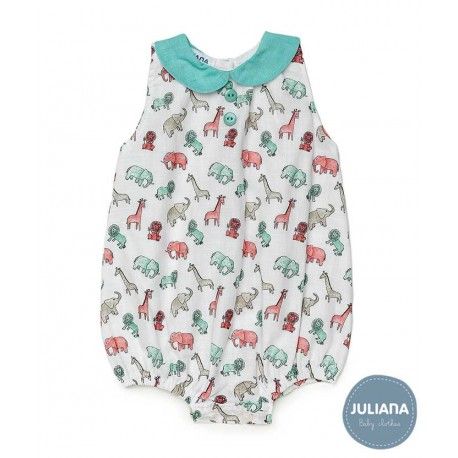 Juliana Summer Baby Boy Romper Elephants