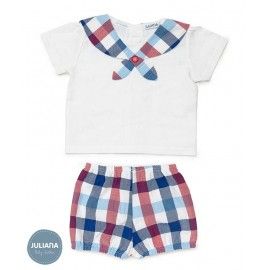 Juliana Verano Conjunto bebé niño Blanco y Cuadros