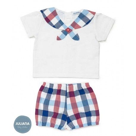Juliana Summer Baby Boy White Set Squares