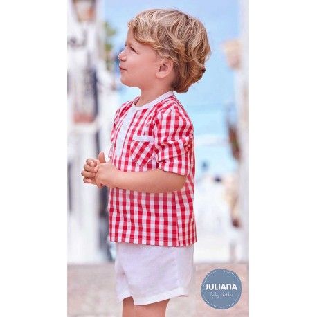 Juliana Summer Baby Boy Set Red Squares