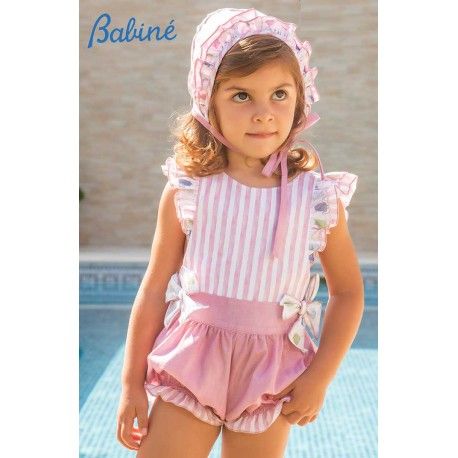 Babiné Summer Girl Pink Romper Stripes
