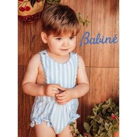 Babiné Verano Peto bebé niño Rayas Azules y Blancas