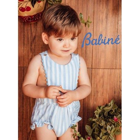 Babiné Summer Baby Boy Romper Blue and White Stripes