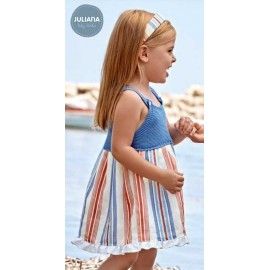Juliana Verano Vestido bebé niña Azul Niza con Rayas