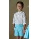 Blanca Valiente Summer Ceremony Boy Set White and Turquoise
