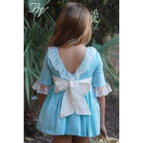 Blanca Valiente Summer Girl Ceremony Turquoise Dress Sleeve