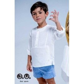 José Varón Verano Conjunto niño Azul y Blanco Lino