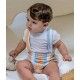 Cocote Verano Conjunto bebé niño Rayas Celeste y Naranjas