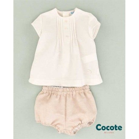 Cocote Summer Baby Boy Set Beige and Light Camel
