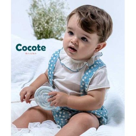 Cocote Summer Baby Boy Embroidered Turquoise Set