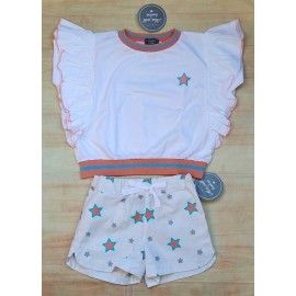 Mon Petit Bonbon Verano Conjunto niña Blanco Estrellas