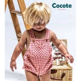Cocote Summer Baby Boy Overalls Strawberry Squares