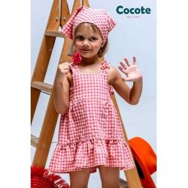 Cocote Verano Vestido niña Cuadros Fresa