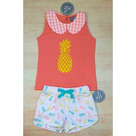 Mon Petit Bonbon Verano Conjunto niña Piñas Short