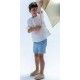 José Varón Verano Conjunto niño Blanco y Azul Lino