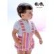 José Varón Verano Conjunto bebé niño Rayas Naranja Rosa