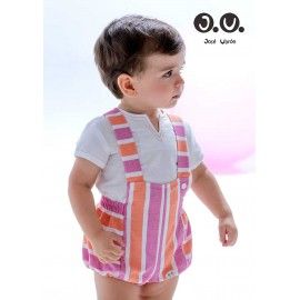 José Varón Verano Conjunto bebé niño Rayas Naranja Rosa