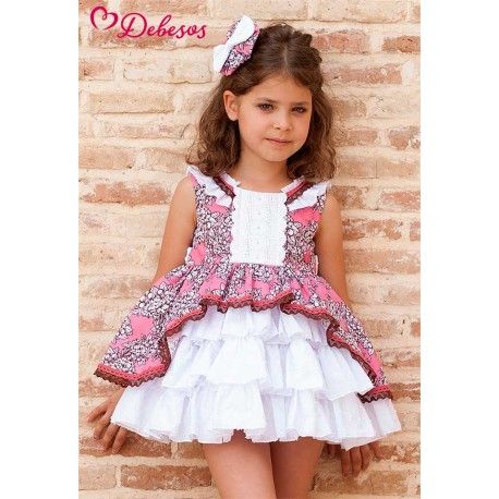 Debesos Summer Girl Printed Dress White Ruffles