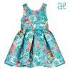 Abel & Lula Verano Vestido niña Satén Turquesa Estampado