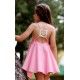 Nekenia Verano Vestido niña Rosa Pecho Bordado