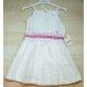 Nekenia Verano Vestido niña Blanco Bordado Rosa