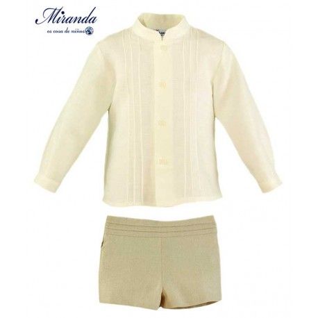 Miranda Verano Conjunto bebé niño Crudo y Arena