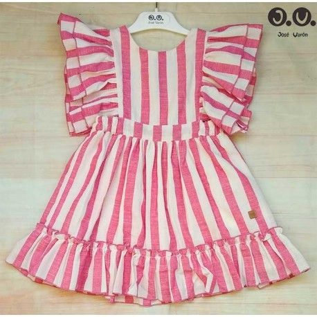 José Varón Verano Vestido niña Rayas Rosas