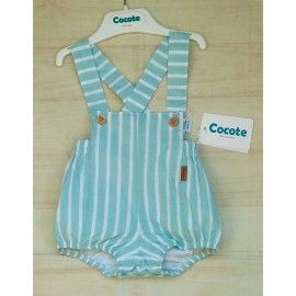 Cocote Summer Baby Boy Overalls Green Stripes