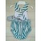 Jose Varon Summer Baby Boy Overalls Dark Turquoise Stripes