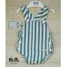 Jose Varon Summer Baby Boy Overalls Dark Turquoise Stripes