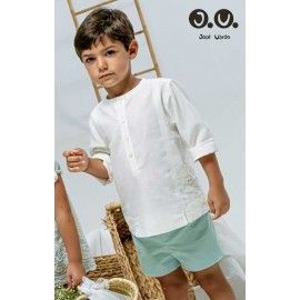 José Varón Verano Conjunto niño Verde y Blanco Lino