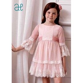 Abel & Lula Summer Girl Pink Plumetis Tulle Ceremony Dress