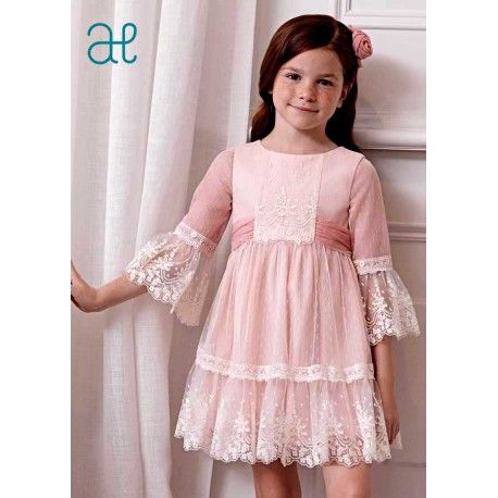 Abel & Lula Summer Girl Pink Plumetis Tulle Ceremony Dress