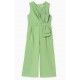Abel & Lula Summer Girl Green Long Romper Crepe with Tie