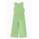 Abel & Lula Summer Girl Green Long Romper Crepe with Tie