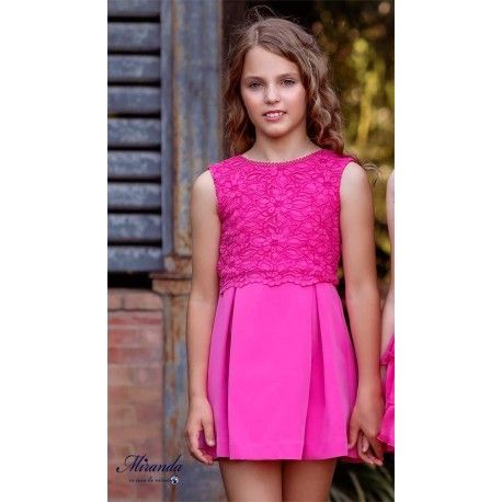 Miranda Summer Girl Fuchsia Dress Embroidered Bodice