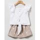 Coco Acqua Verano Conjunto niña Blanco y Tostado