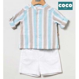Coco Acqua Verano Conjunto bebé niño Rayas Turquesa Claro